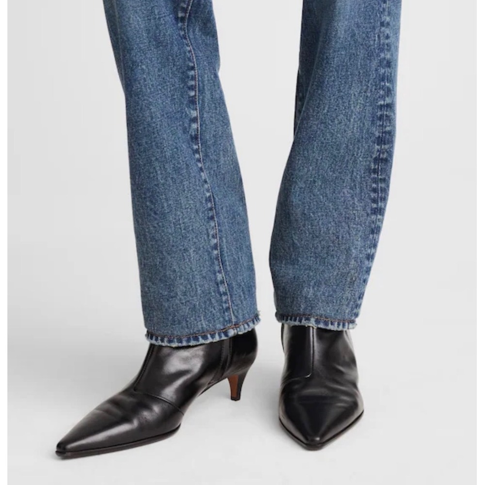 Madewell Womens Size 9 Emilie Ankle Boots Black Leather Kitten Heel NX217